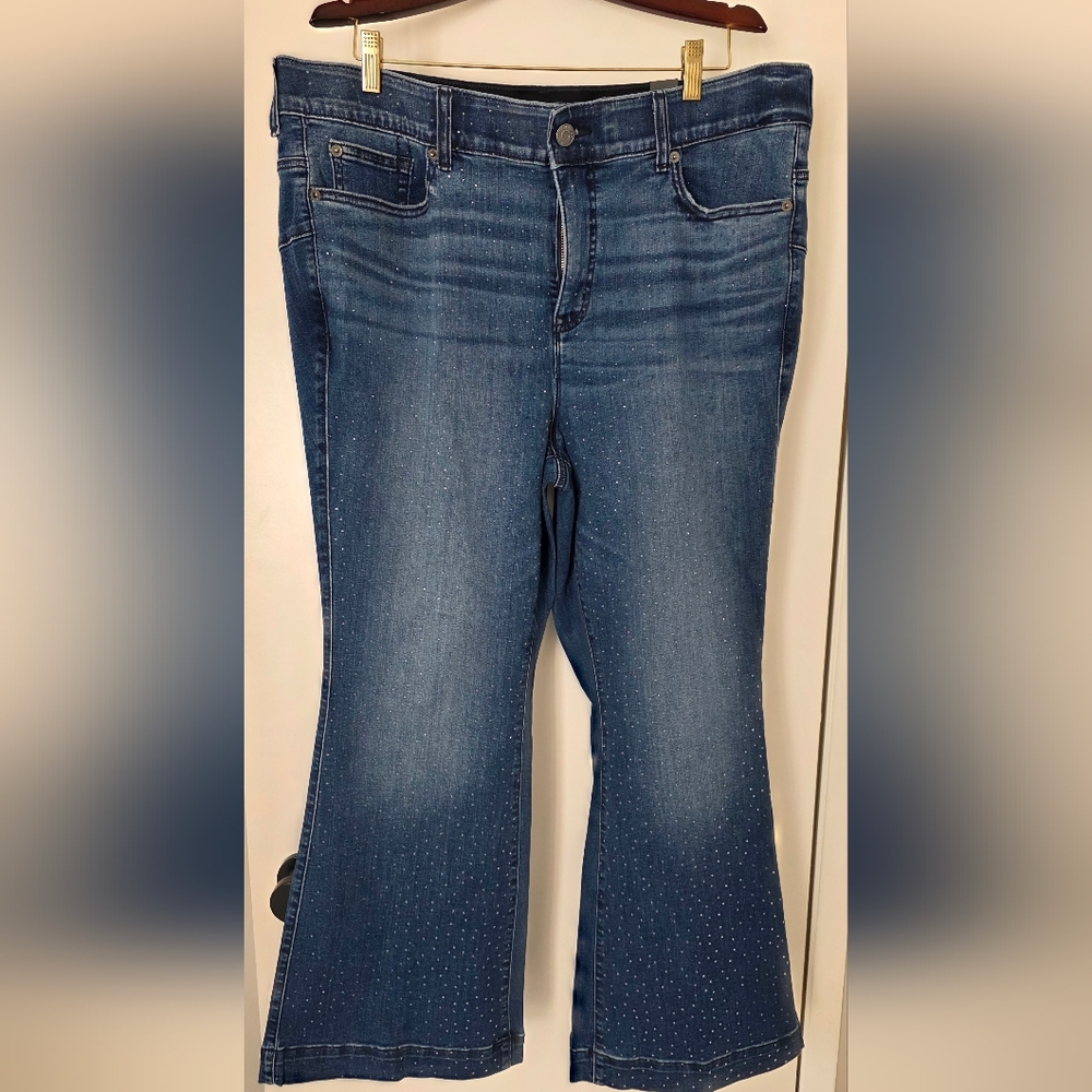Bombshell High-Rise Rhinestone Flare Jean --Brand New